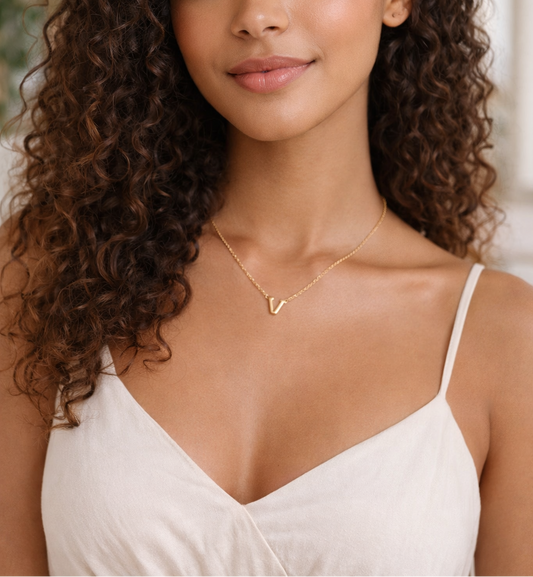 Bubble Letter V Necklace