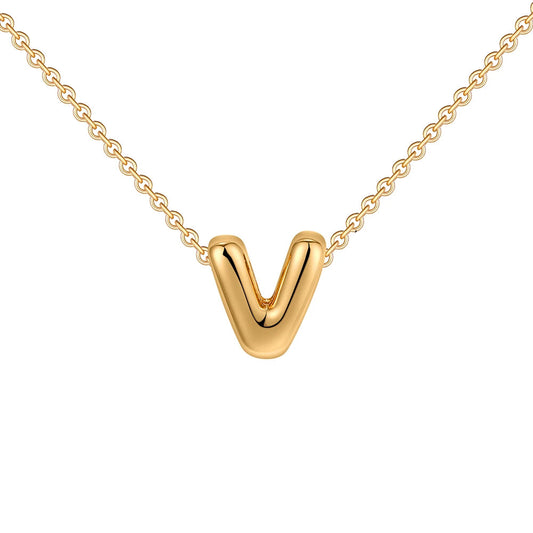 Bubble Letter V Necklace