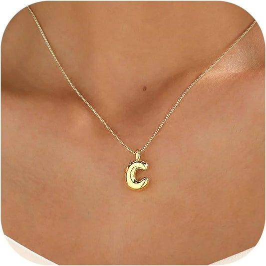 C Bubble Letter Necklace