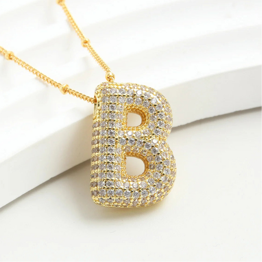 Bubble Buchstaben Kette Gold
