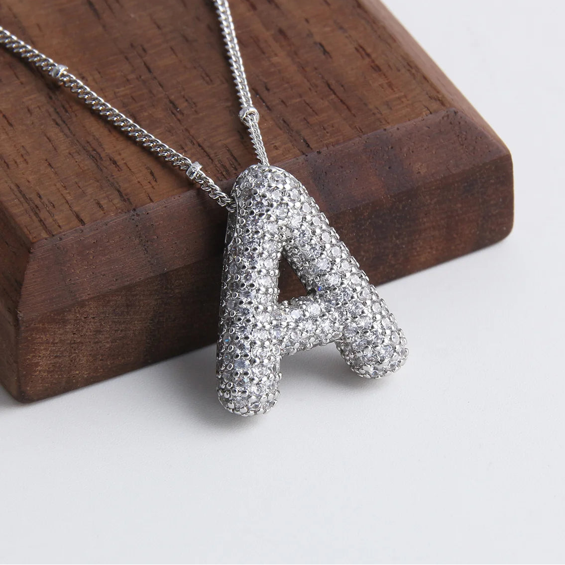 Bubble Letter Diamond Necklace