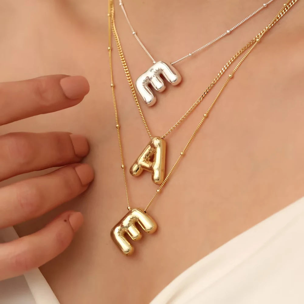 Chunky Bubble Letter Necklace