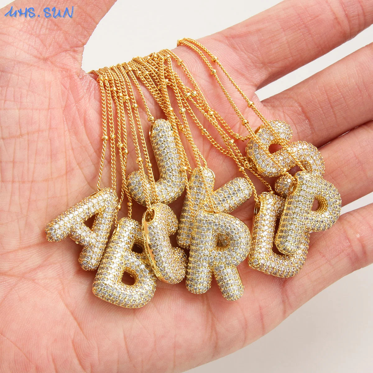 Pave Bubble Letter Necklace