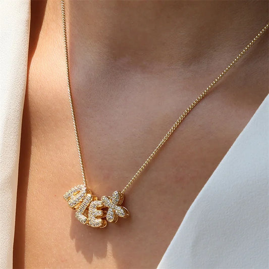 3d Bubble Letter Necklace
