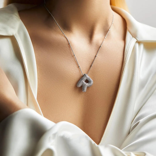 Bubble Letter Diamond Necklace