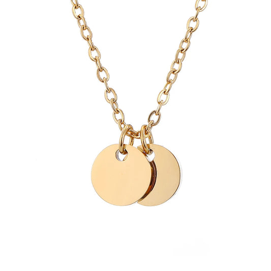 Two Circle Links Necklace With Letters