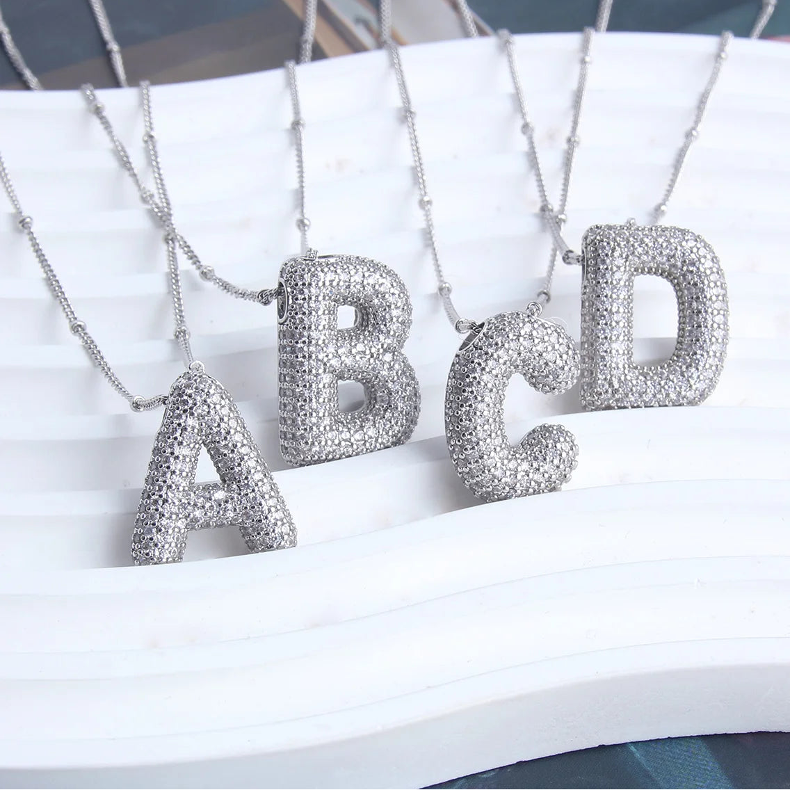 Bubble Letter Diamond Necklace